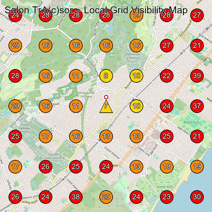 Salon TrA(c)sor GeoGrid visibility map for Hair Salon in Staten Island